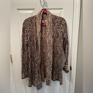 Moth Open Front Cardigan Brown and Tan